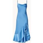 Maje Midi jurk van satijn met volant - Blauw