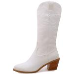 Cowboy Witte Rubberen Halfhoge laarzen  voor een Bruiloft  in maat 44 met Instap voor Dames 