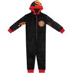 Zwarte Fleece Manchester United F.C. All over print Kinderpyjama's met print voor Jongens 