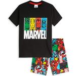 Marvel Jongens Pyjama voor kinderen tieners zomer nachtkleding Captain America Iron Man Spiderman Hulk PJs Jongens Korte Pyjama 2-14 Jaar Lounge Wear Avengers Geschenken, Zwart/Multi Avengers, 11-12