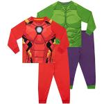 Marvel Pyjama voor Jongens | Avengers Pyjama's voor Kinderen | Hulk en Iron Man Pyjamas Multipack Veelkleurig 128