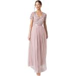 Roze Polyester Jurken met korte mouwen  voor een Bruidsmeisje V-hals  in maat XXL met Korte mouwen Maxi met Sequins in de Sale voor Dames 