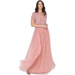 Roze Polyester Jurken met korte mouwen  voor een Bruidsmeisje V-hals  in maat 3XL met Korte mouwen Maxi met Sequins in de Sale voor Dames 