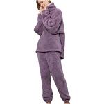 Lila Flanellen Handwas Damespyjama's  voor de Winter  in maat XL 2 stuks 