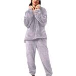 Grijze Flanellen Handwas Damespyjama's  voor de Winter  in maat XL 2 stuks 