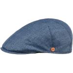 Mayser Sidney Linnen Pet Heren - Made in the EU cap flat hat met klep voering voor Lente/Zomer - 58 cm blauw
