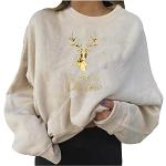 Casual Beige All over print Sweatshirts met print  voor een Kerstmis  voor de Winter Ronde hals  in maat XXL voor Dames 