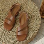 Casual Bruine Koeienleren Platte sandalen  voor de Zomer  in 40 voor Dames 