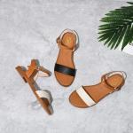 Casual Zwarte Koeienleren Platte sandalen  voor de Zomer  in Grote Maten met motief van Koe voor Dames 
