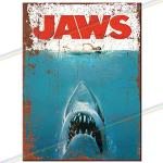 Metalen borden - Nostalgie Jaws Film Film Logo Man Cave, metalen bord om op te hangen voor keuken, schuur, garage, middelgroot (20 x 15 cm)