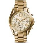 Gouden Kristallen Stopwatch Michael Kors Bradshaw Polshorloges Armband voor Zwemmen met Chronograaf Rond 10 Bar in de Sale voor Dames 