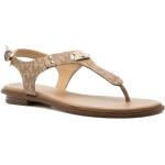 Zandbeige Kalfsleren Michael Kors MICHAEL Platte sandalen met Gespsluiting in de Sale voor Dames 