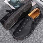 Grijze Microfiber Loafers  voor de Zomer met Vetersluitingen voor Heren 