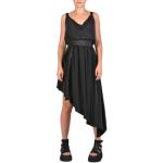 Casual Zwarte Zijden Chique jurken  in maat M Midi / Kuitlang asymmetrische in de Sale voor Dames 