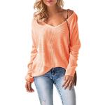 Sexy Oranje Jersey Oversized sweaters  voor de Lente V-hals  in Onesize voor Dames 