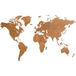 Bruine Houten Muurbevestiging Wereldkaarten met motief van Wereldkaart 