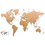 Bruine Houten Muurbevestiging Wereldkaarten met motief van Wereldkaart 