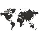 Zwarte Houten Muurbevestiging Wereldkaarten met motief van Wereldkaart 