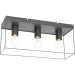 Minimalistische Zwarte Stalen Qazqa E27 Plafondlamp met 3 lichtbronnen in de Sale 