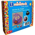 Ministeck 36801 - Mozaïek afbeelding Glow in the Dark Monster Mr. Purple, ca. 13 x 13 cm groot wasbord met ca. 340 kleurrijke steentjes, knijpplezier voor kinderen vanaf 4 jaar.