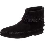Minnetonka Back mocassin boots voor dames met korte schacht, zwart zwart 9, 37 EU