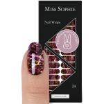 Miss Sophie Nagelfolie, Aubergine Purple, patroon, metallic, rood, nail wraps, 24 ultradunne, zelfklevende, langhoudende nagelfolies