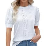 Casual Witte Kanten Effen T-shirts  voor de Zomer V-hals  in Grote Maten  in maat M voor Dames 
