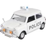 Modelauto Mini Cooper politie auto wit schaal 1:18/17 x 8 x 8 cm