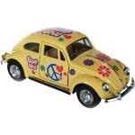 Modelautootje VW beetle geel hippie 12,5 cm