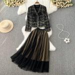 Zwarte Tweed Zomermode  voor de Herfst  in maat XL voor Dames 