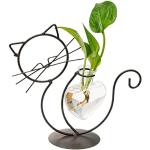 Moderne Zwarte Glazen Bloemen Vazen met motief van Katten 
