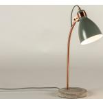 Moderne tafellamp / bureaulamp van beton en metaal in de kleuren roodkoper en grijs.