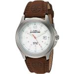 Timex Heren analoog kwarts horloge T40091, wit/bruin., riem