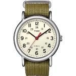Timex Weekender 38mm crème wijzerplaat en olijfgroene band quartz horloge T2N651