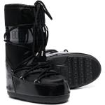 Zwarte Polyester Waterafstotend Moon Boot Icon Platte laarzen  in maat 34 met Ronde neuzen met Vetersluitingen voor Kinderen 