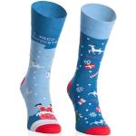 More Kleurrijke grappige sokken met motief voor heren en dames - grappig, meerkleurig, gekke uniseks sokken - Crazy Pattern sokken - 1 paar, blauw/Kerstmis, 35/38 EU
