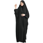 Moslimkleed voor dames, ramadan, one piece, gebed, hijab met hoofddoek, abaya Dubai, volledige bedekking, islam, Afrikaanse jurk, Turkse kaftan, B-Zwart, Eén maat