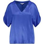 Blauwe Satijnen MS Mode Blouses met V-hals V-hals  in maat L voor Dames 