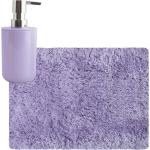 MSV badkamer droogloop tapijt - Langharig - 50 x 70 cm - incl zeeppompje zelfde kleur - lila paars