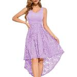 Lavendel Kanten Handwas Bloemen Chique jurken  voor een Bruidsmeisje V-hals  in maat XL asymmetrische voor Dames 