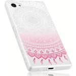 mumbi Hoes compatibel met Sony Xperia Z5 Compact telefoonhoes met mandala-motief, roze, transparant roze