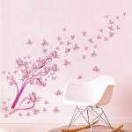 Moderne Roze Bloemen Bloemen muurstickers met motief van Vliegtuigen 