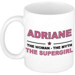 Naam cadeau mok/ beker Adriane The woman, The myth the supergirl 300 ml