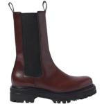Bordeaux-rode Kalfsleren Chelsea boots  in maat 38,5 met Hakhoogte 3cm tot 5cm in de Sale voor Dames 