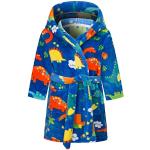 Blauwe Fleece Kinder badjassen met motief van Dinosauriërs voor Meisjes 