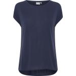Marine-blauwe ICHI T-shirts met ronde hals Ronde hals  in maat XL voor Dames 