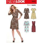 New look Maat A 8 - 10 - 12 - 14 - 16 - 18 - 20 "Just 4 Knits" naaipatroon 6301 Misses' Mock Wrap gebreide jurken, meerkleurig