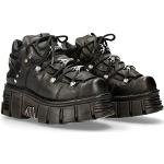 New Rock Schoenen voor heren, leer, zwart met Platform Black Shoes M.106-C66 (maat 46), Nero, 40 EU