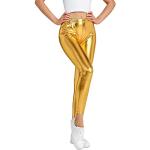 Sexy Gouden Polyester Stretch Metallic Jeggings  in maat XL Metallic voor Dames 
