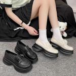 Casual Zwarte Microfiber Derby schoenen met Hakhoogte 3cm tot 5cm met Ronde neuzen met Instap voor Dames 